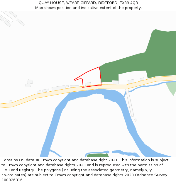 QUAY HOUSE, WEARE GIFFARD, BIDEFORD, EX39 4QR: Location map and indicative extent of plot