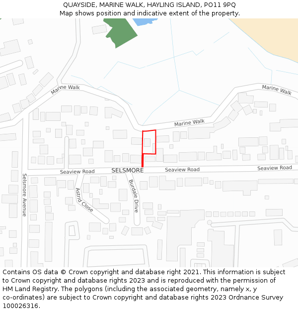 QUAYSIDE, MARINE WALK, HAYLING ISLAND, PO11 9PQ: Location map and indicative extent of plot
