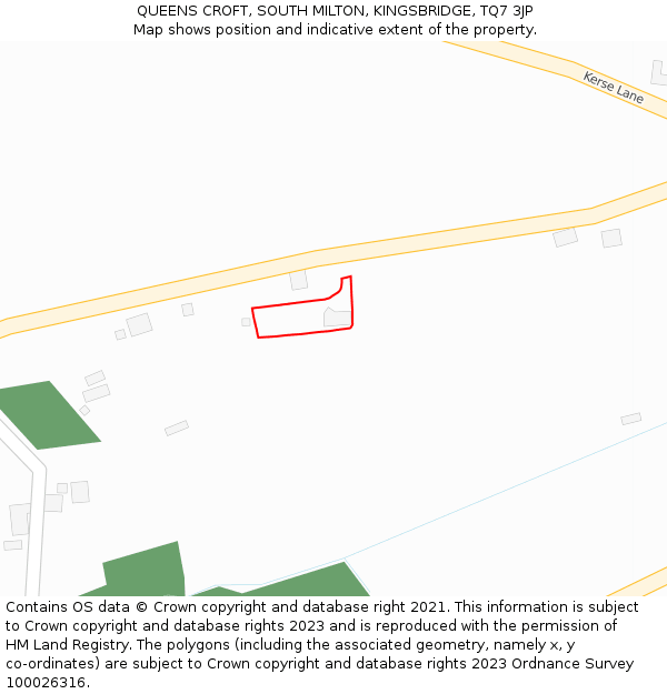 QUEENS CROFT, SOUTH MILTON, KINGSBRIDGE, TQ7 3JP: Location map and indicative extent of plot