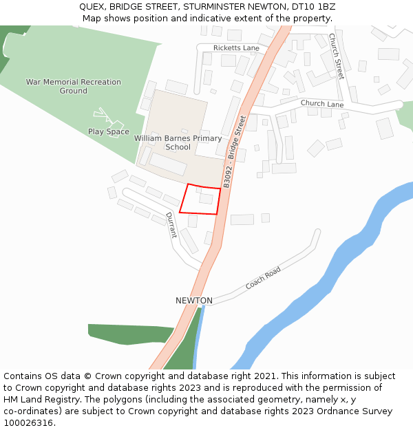 QUEX, BRIDGE STREET, STURMINSTER NEWTON, DT10 1BZ: Location map and indicative extent of plot