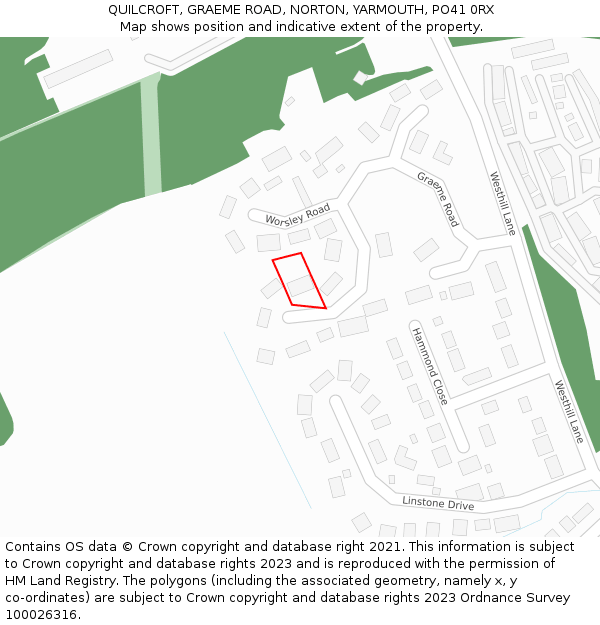 QUILCROFT, GRAEME ROAD, NORTON, YARMOUTH, PO41 0RX: Location map and indicative extent of plot