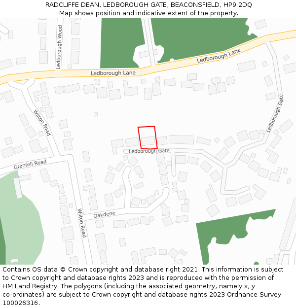 RADCLIFFE DEAN, LEDBOROUGH GATE, BEACONSFIELD, HP9 2DQ: Location map and indicative extent of plot