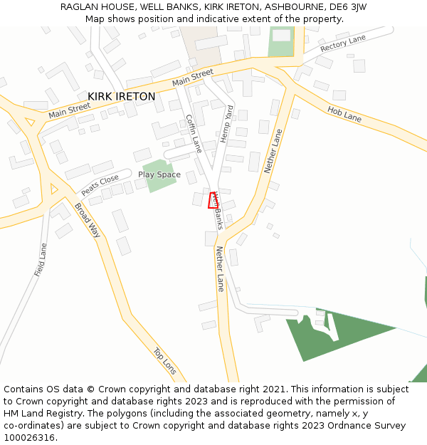 RAGLAN HOUSE, WELL BANKS, KIRK IRETON, ASHBOURNE, DE6 3JW: Location map and indicative extent of plot