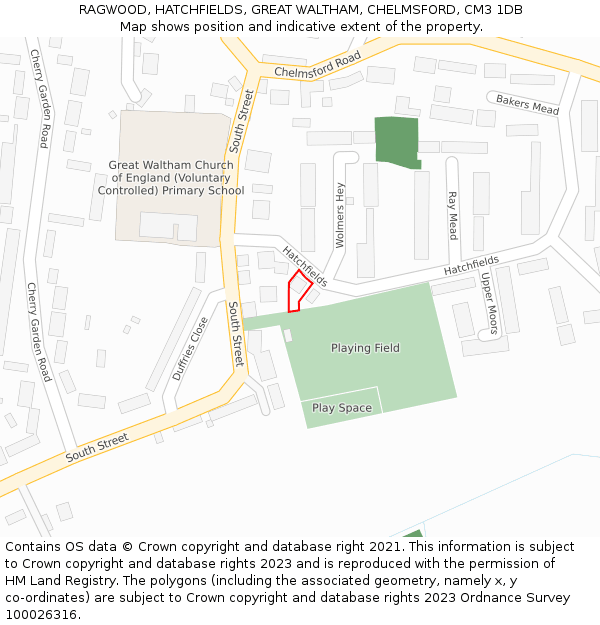 RAGWOOD, HATCHFIELDS, GREAT WALTHAM, CHELMSFORD, CM3 1DB: Location map and indicative extent of plot