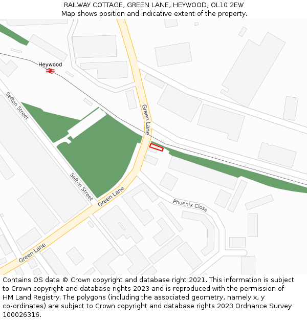 RAILWAY COTTAGE, GREEN LANE, HEYWOOD, OL10 2EW: Location map and indicative extent of plot