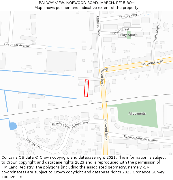 RAILWAY VIEW, NORWOOD ROAD, MARCH, PE15 8QH: Location map and indicative extent of plot