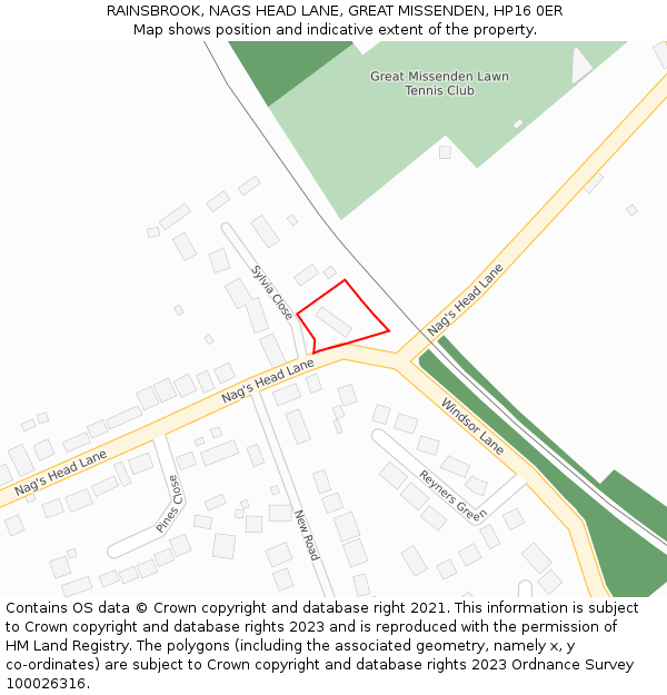 RAINSBROOK, NAGS HEAD LANE, GREAT MISSENDEN, HP16 0ER: Location map and indicative extent of plot