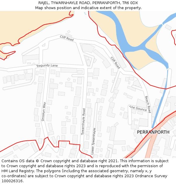 RAJEL, TYWARNHAYLE ROAD, PERRANPORTH, TR6 0DX: Location map and indicative extent of plot