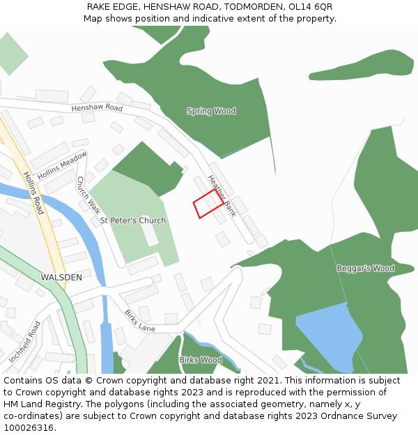 RAKE EDGE, HENSHAW ROAD, TODMORDEN, OL14 6QR: Location map and indicative extent of plot