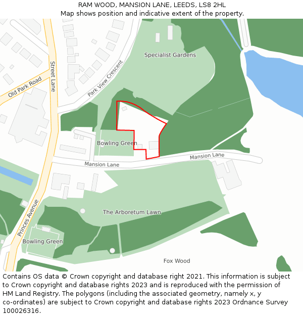 RAM WOOD, MANSION LANE, LEEDS, LS8 2HL: Location map and indicative extent of plot