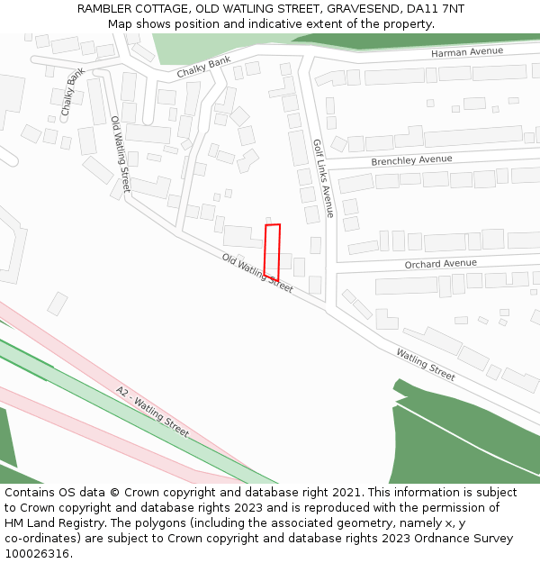 RAMBLER COTTAGE, OLD WATLING STREET, GRAVESEND, DA11 7NT: Location map and indicative extent of plot