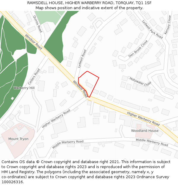 RAMSDELL HOUSE, HIGHER WARBERRY ROAD, TORQUAY, TQ1 1SF: Location map and indicative extent of plot