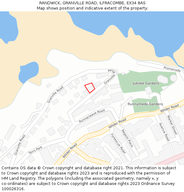 RANDWICK, GRANVILLE ROAD, ILFRACOMBE, EX34 8AS: Location map and indicative extent of plot