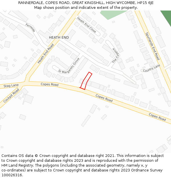 RANNERDALE, COPES ROAD, GREAT KINGSHILL, HIGH WYCOMBE, HP15 6JE: Location map and indicative extent of plot