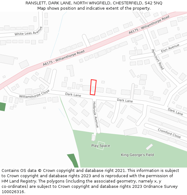 RANSLETT, DARK LANE, NORTH WINGFIELD, CHESTERFIELD, S42 5NQ: Location map and indicative extent of plot