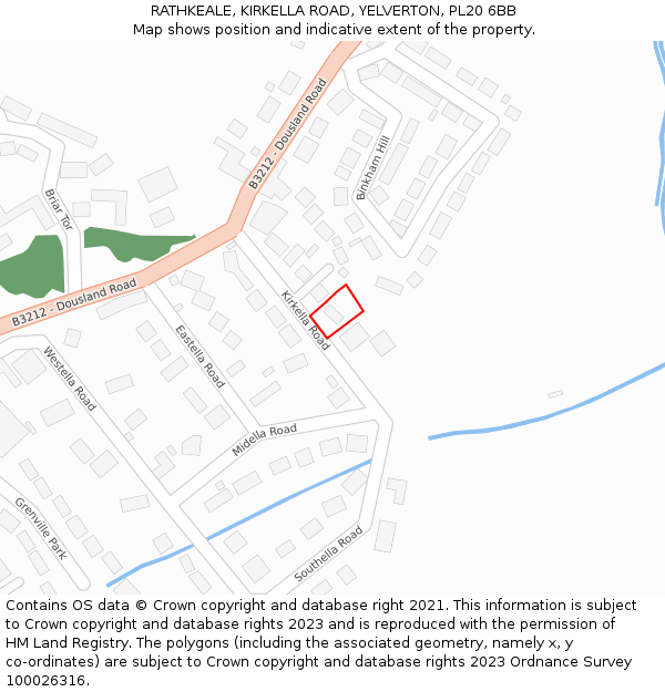 RATHKEALE, KIRKELLA ROAD, YELVERTON, PL20 6BB: Location map and indicative extent of plot