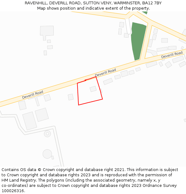 RAVENHILL, DEVERILL ROAD, SUTTON VENY, WARMINSTER, BA12 7BY: Location map and indicative extent of plot