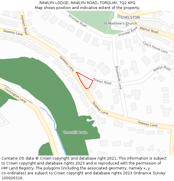 RAWLYN LODGE, RAWLYN ROAD, TORQUAY, TQ2 6PQ: Location map and indicative extent of plot
