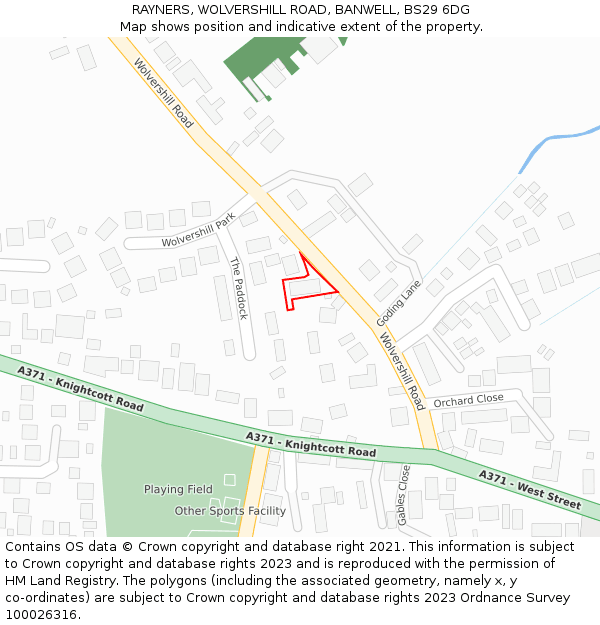 RAYNERS, WOLVERSHILL ROAD, BANWELL, BS29 6DG: Location map and indicative extent of plot
