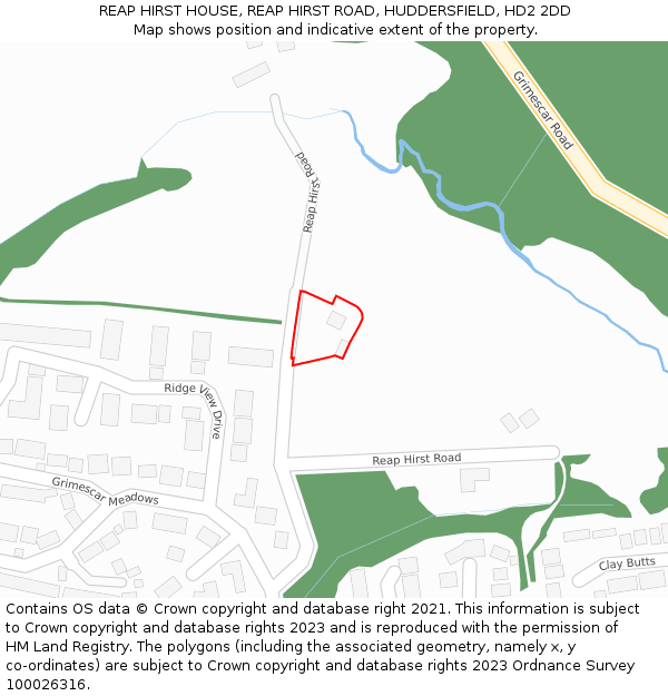 REAP HIRST HOUSE, REAP HIRST ROAD, HUDDERSFIELD, HD2 2DD: Location map and indicative extent of plot