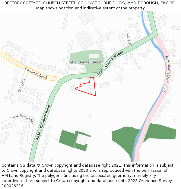 RECTORY COTTAGE, CHURCH STREET, COLLINGBOURNE DUCIS, MARLBOROUGH, SN8 3EL: Location map and indicative extent of plot