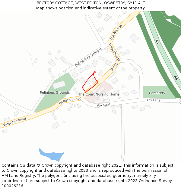 RECTORY COTTAGE, WEST FELTON, OSWESTRY, SY11 4LE: Location map and indicative extent of plot