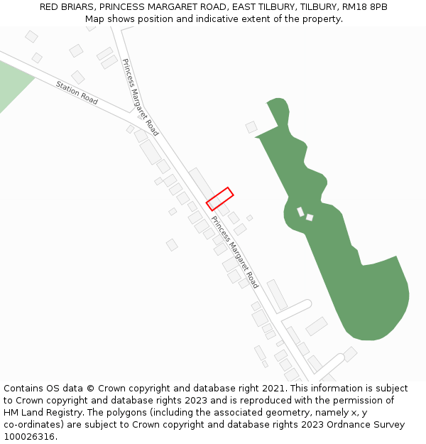 RED BRIARS, PRINCESS MARGARET ROAD, EAST TILBURY, TILBURY, RM18 8PB: Location map and indicative extent of plot