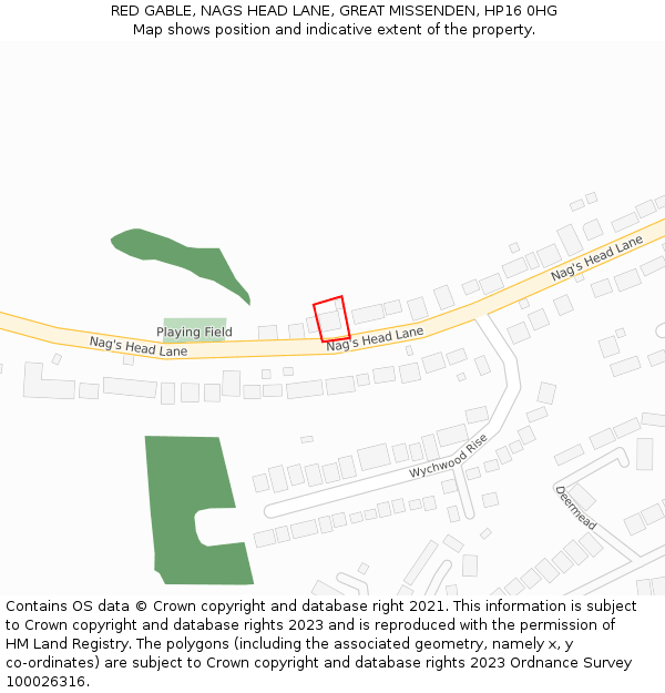 RED GABLE, NAGS HEAD LANE, GREAT MISSENDEN, HP16 0HG: Location map and indicative extent of plot