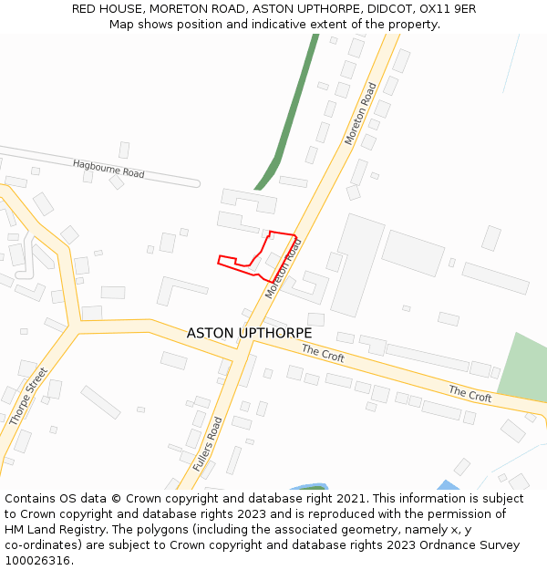 RED HOUSE, MORETON ROAD, ASTON UPTHORPE, DIDCOT, OX11 9ER: Location map and indicative extent of plot