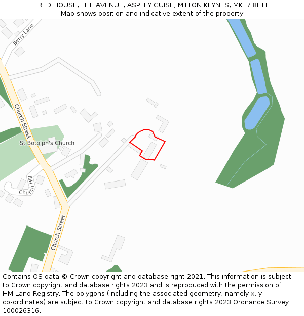 RED HOUSE, THE AVENUE, ASPLEY GUISE, MILTON KEYNES, MK17 8HH: Location map and indicative extent of plot