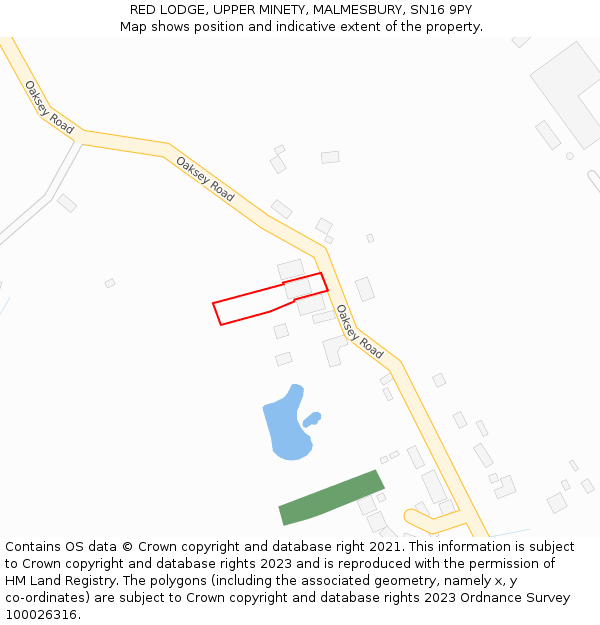 RED LODGE, UPPER MINETY, MALMESBURY, SN16 9PY: Location map and indicative extent of plot