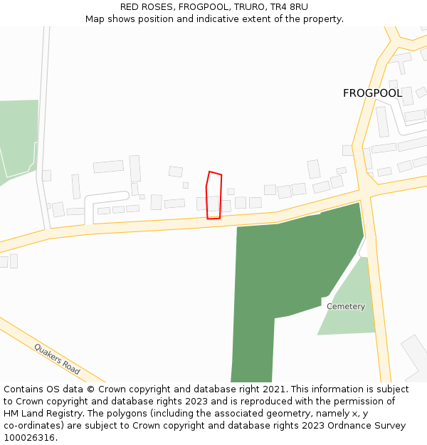 RED ROSES, FROGPOOL, TRURO, TR4 8RU: Location map and indicative extent of plot