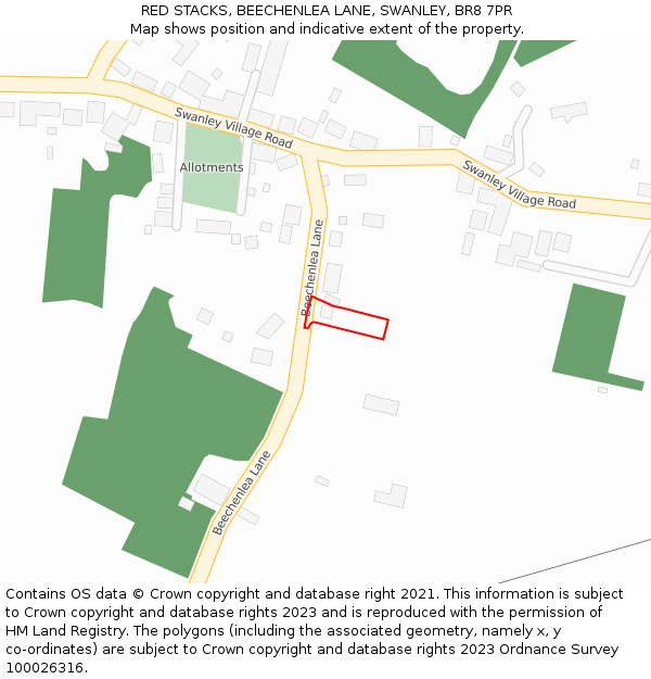 RED STACKS, BEECHENLEA LANE, SWANLEY, BR8 7PR: Location map and indicative extent of plot