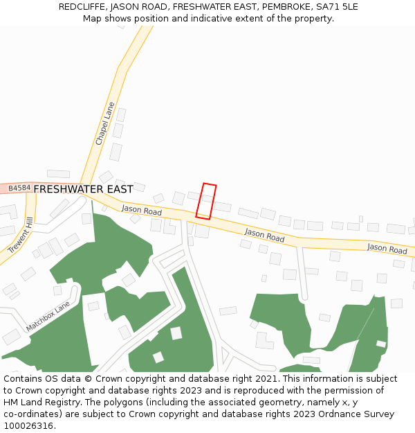 REDCLIFFE, JASON ROAD, FRESHWATER EAST, PEMBROKE, SA71 5LE: Location map and indicative extent of plot