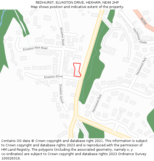 REDHURST, ELVASTON DRIVE, HEXHAM, NE46 2HP: Location map and indicative extent of plot