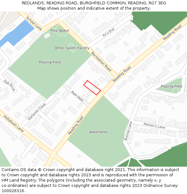 REDLANDS, READING ROAD, BURGHFIELD COMMON, READING, RG7 3EG: Location map and indicative extent of plot