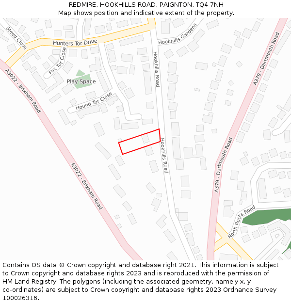 REDMIRE, HOOKHILLS ROAD, PAIGNTON, TQ4 7NH: Location map and indicative extent of plot