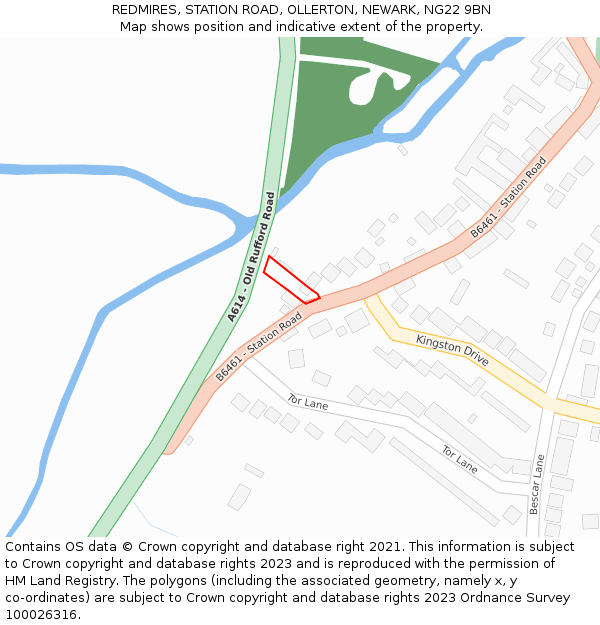 REDMIRES, STATION ROAD, OLLERTON, NEWARK, NG22 9BN: Location map and indicative extent of plot