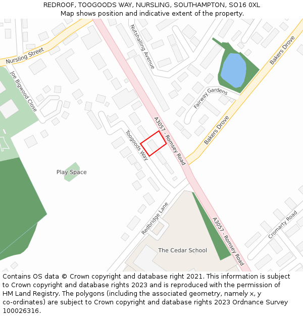 REDROOF, TOOGOODS WAY, NURSLING, SOUTHAMPTON, SO16 0XL: Location map and indicative extent of plot
