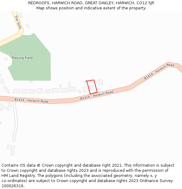 REDROOFS, HARWICH ROAD, GREAT OAKLEY, HARWICH, CO12 5JR: Location map and indicative extent of plot