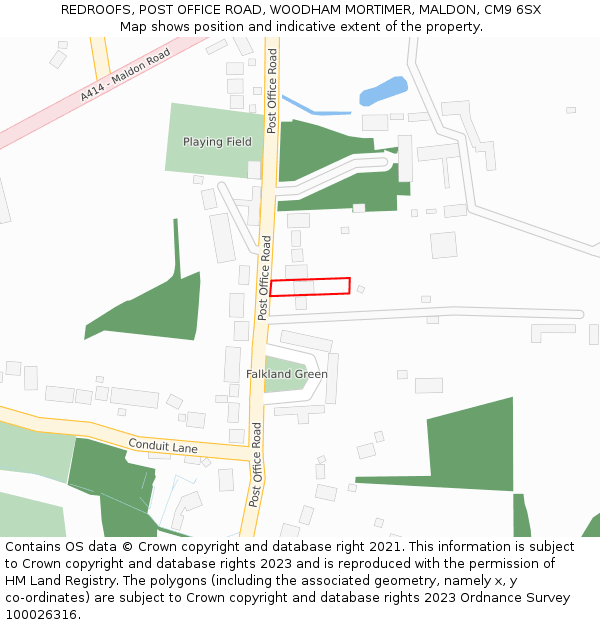 REDROOFS, POST OFFICE ROAD, WOODHAM MORTIMER, MALDON, CM9 6SX: Location map and indicative extent of plot