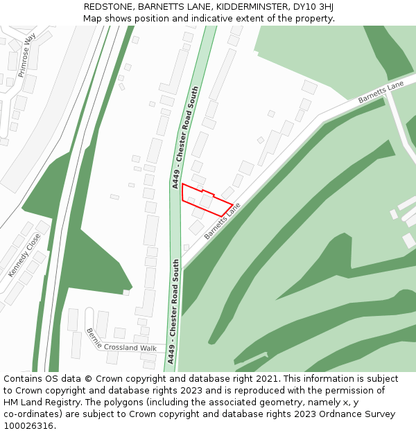 REDSTONE, BARNETTS LANE, KIDDERMINSTER, DY10 3HJ: Location map and indicative extent of plot