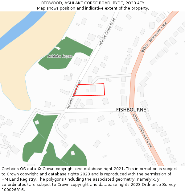 REDWOOD, ASHLAKE COPSE ROAD, RYDE, PO33 4EY: Location map and indicative extent of plot