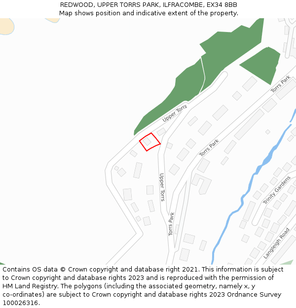 REDWOOD, UPPER TORRS PARK, ILFRACOMBE, EX34 8BB: Location map and indicative extent of plot