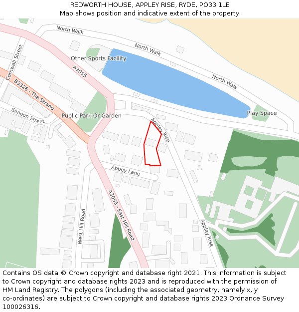 REDWORTH HOUSE, APPLEY RISE, RYDE, PO33 1LE: Location map and indicative extent of plot