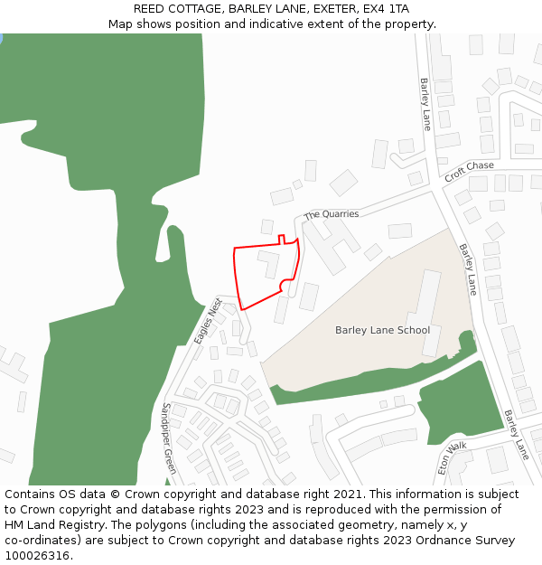 REED COTTAGE, BARLEY LANE, EXETER, EX4 1TA: Location map and indicative extent of plot