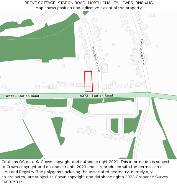 REEVE COTTAGE, STATION ROAD, NORTH CHAILEY, LEWES, BN8 4HG: Location map and indicative extent of plot