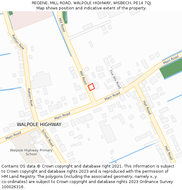 REGENE, MILL ROAD, WALPOLE HIGHWAY, WISBECH, PE14 7QJ: Location map and indicative extent of plot