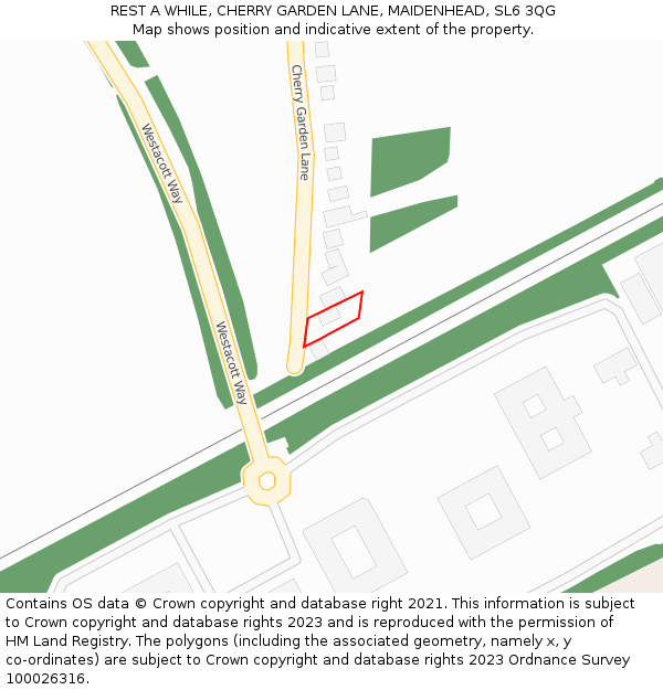 REST A WHILE, CHERRY GARDEN LANE, MAIDENHEAD, SL6 3QG: Location map and indicative extent of plot