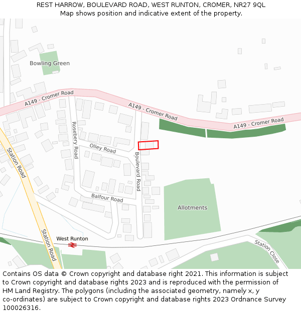 REST HARROW, BOULEVARD ROAD, WEST RUNTON, CROMER, NR27 9QL: Location map and indicative extent of plot